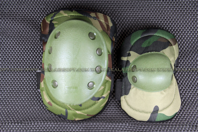 SWAT Tactical Paintball Knee & Elbow Pad Set (Woodland Camo) KP-001-WC