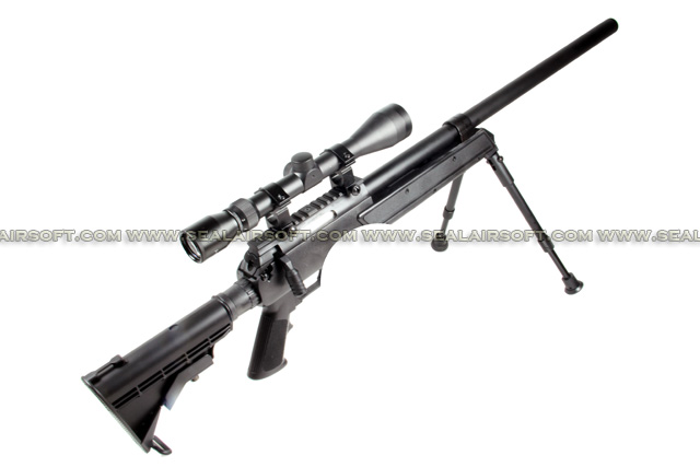 WELL APS SR2 Spring Sniper Rifle with Scope and Bipod (MB06D, Black) WELL-MB06D-BLK